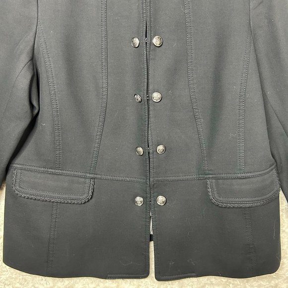 Talbots Petite Women's Black Button Up Twill Military Double Button Size 16P - Picture 3 of 7